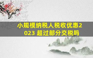 小规模纳税人税收优惠2023 超过部分交税吗